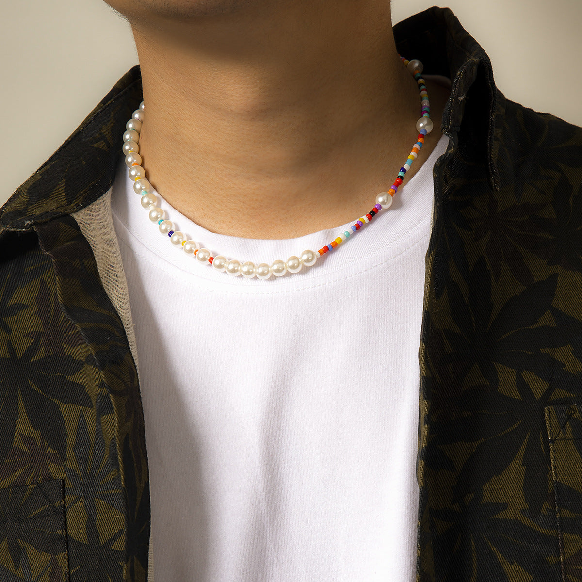 Pearl & Multi-Colored Rice Beads Necklace - Damned Threads